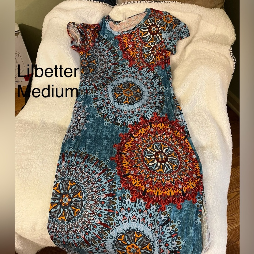 Libetter Women's Maxi Dress - Blue and Orange Floral